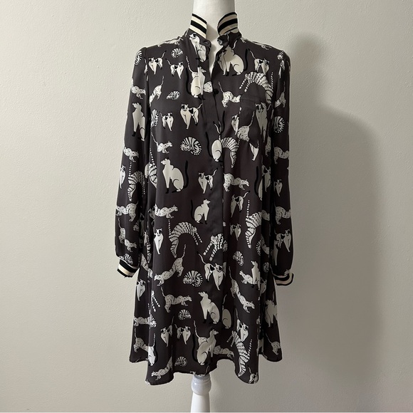 Zara Gray and White Animal Print Mini Dress - Picture 2 of 9